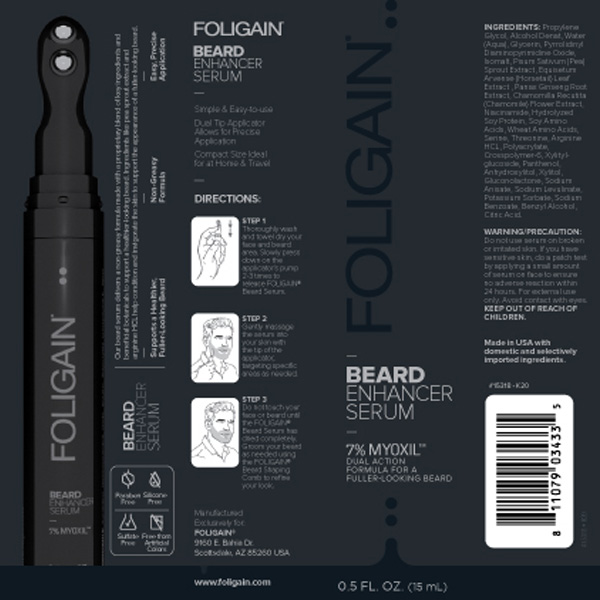 FOLIGAIN SUERO PARA EL CRECIMIENTO DE LA BARBA con Myoxil 15ml mas Peine para moldear barba