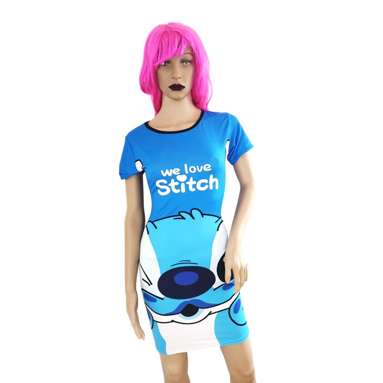 vestido recto tubo stitch azul casual dama mujer moda 2021 