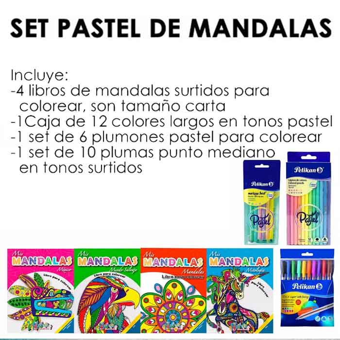 Regalo* + 4 Libros Mandalas Relajantes Colorear + Accesorios