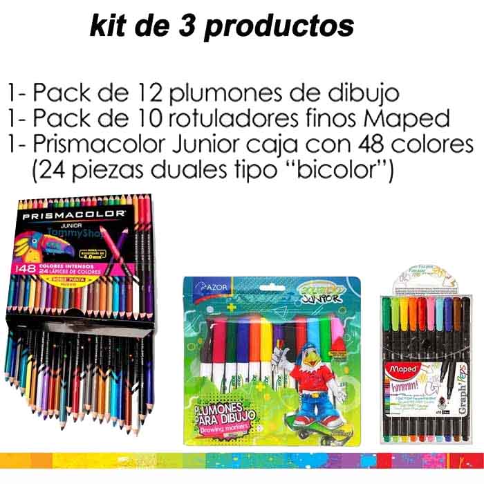Kit 48 Colores Prismacolor +10 Rotuladores +12 Plumones
