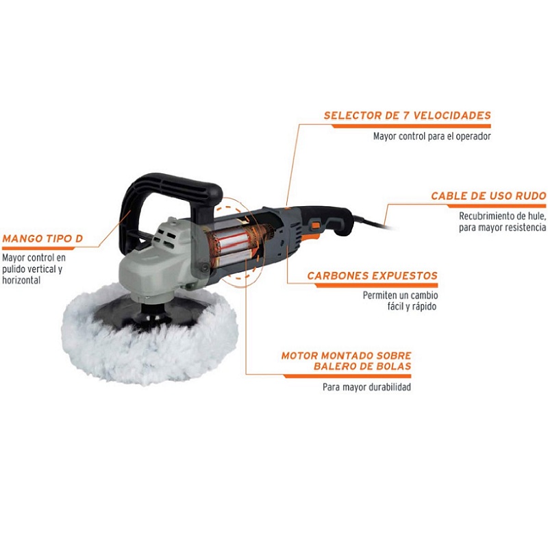 Pulidora Auto Ind. 7' 1200 W Var. Truper 16673