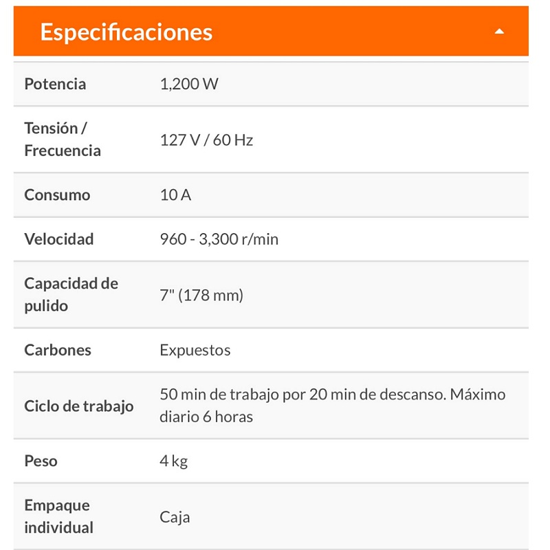 Pulidora Auto Ind. 7' 1200 W Var. Truper 16673