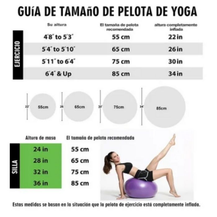 Pelota Yoga/fitness/pilates 65cm Varios Colores Con Inflador ROJA