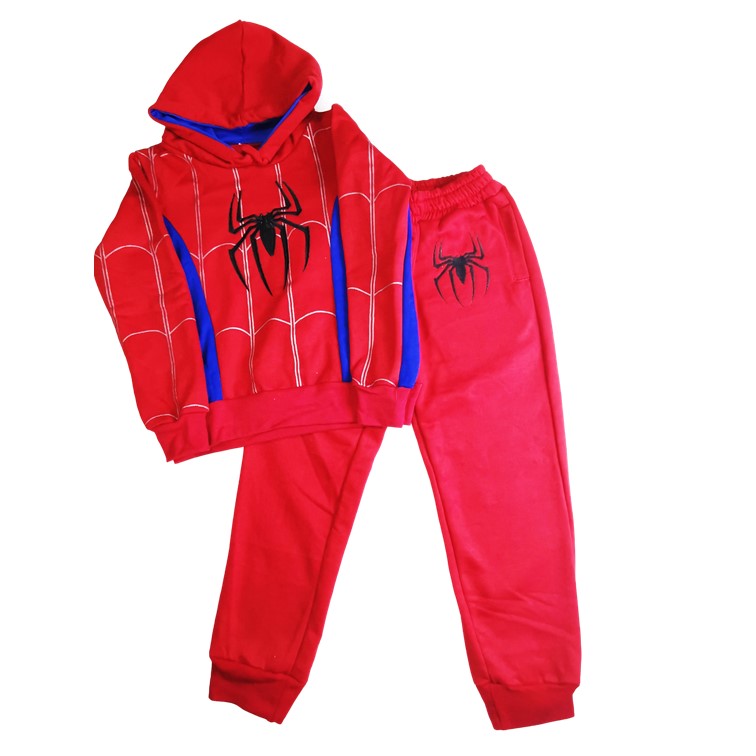 conjunto de pants y sudadera con gorro spiderman hombre araña niños