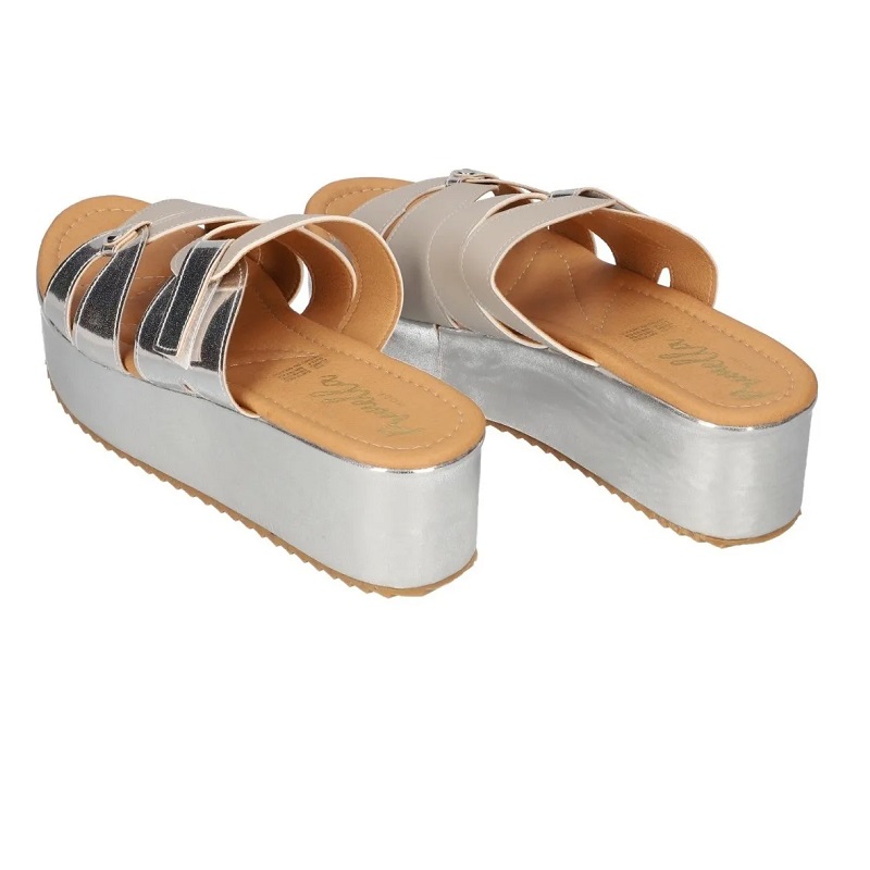 Sandalias Zapatos Mujer Tacon Zapatillas Plataforma 133 /z Gris Plata