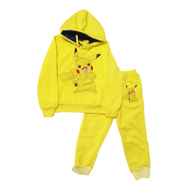 conjunto pants y sudadera de gorro pikachu pokemon niño niña