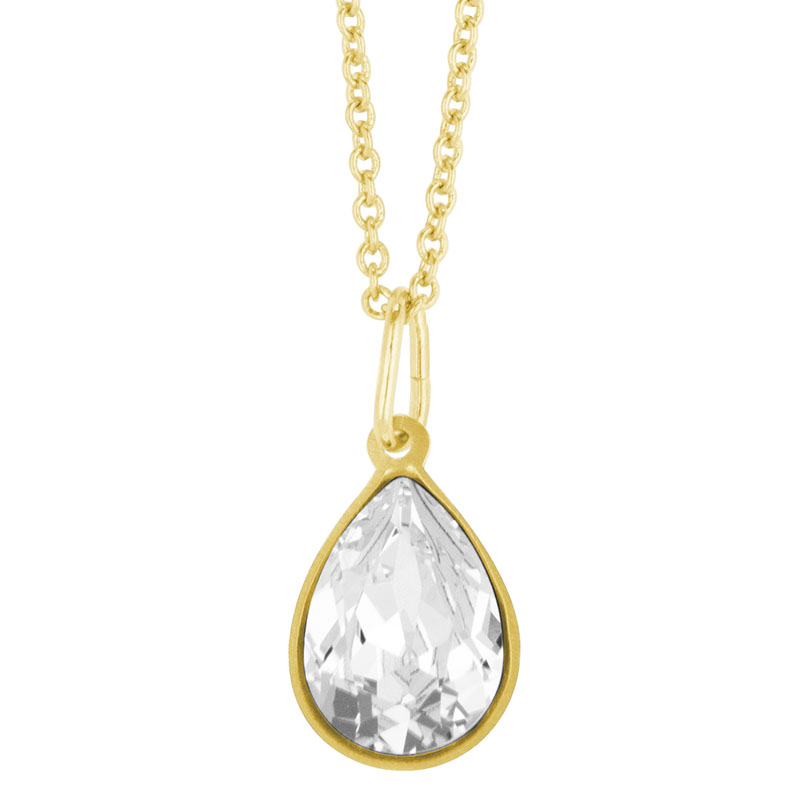 Collar para Mujer con Cristal Fino Europeo en forma de Gota- Bañado en Rodio- Collar Elegante y Brillante-Collares de Mujer de Moda- Joyería para Mujer de Moda- Regalo especial