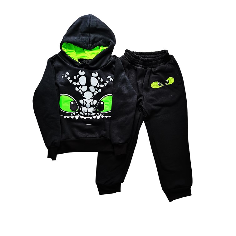 conjunto de pants y sudadera con gorro chimuelo entrenando a mi drago furia nocturna niño niña
