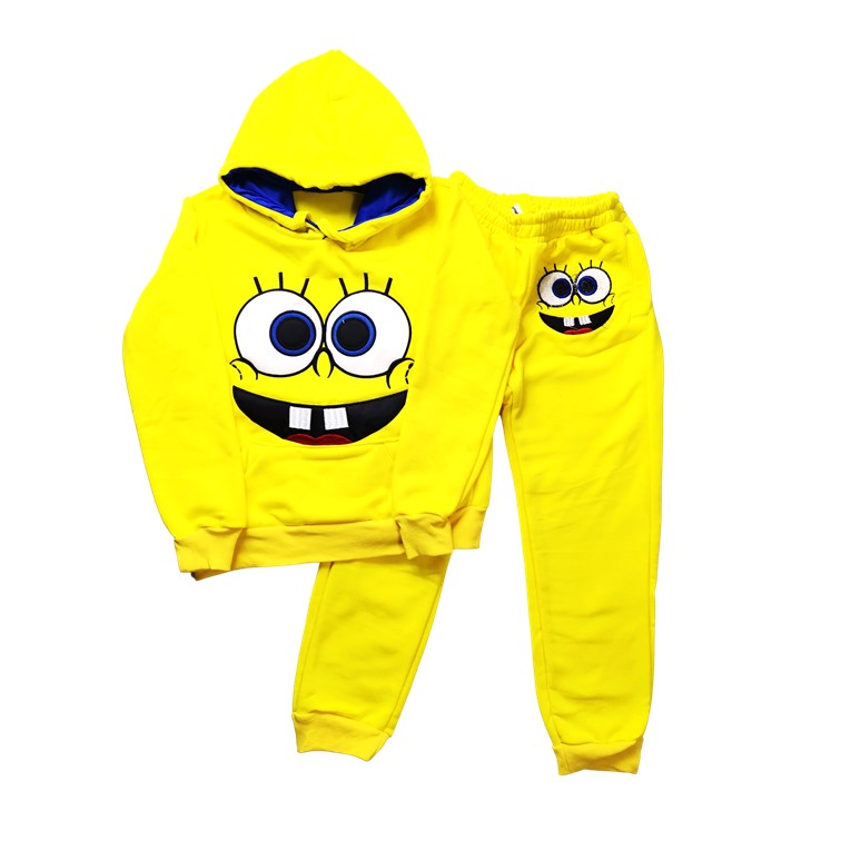 conjunto pants y sudadera de gorro bob esponja arenita infantil niños niña 