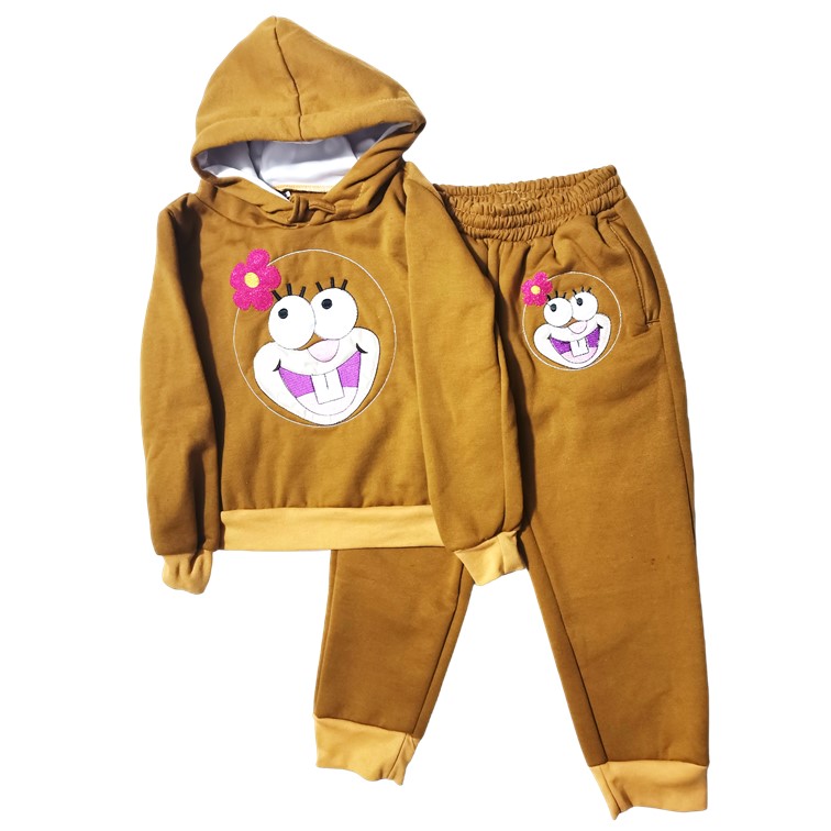 conjunto pants y sudadera de gorro bob esponja arenita infantil niños niña 