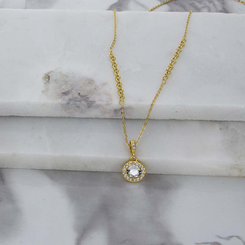 Collar para Mujer con Cristal Fino Europeo Rosetti, Bañado en Oro 14k- Collar Elegante y Brillante-Collares de Mujer de Moda- Joyería para Mujer de Moda- Regalo especial