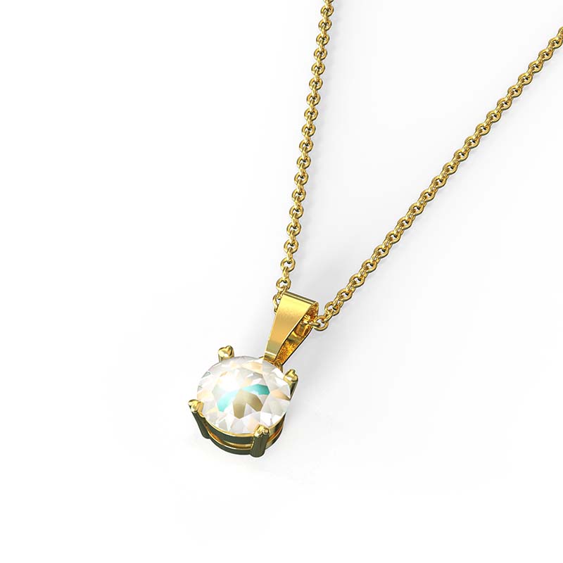 Collar para Mujer con Cristal Fino Europeo Round Stone, Bañado en Oro 14k- Collar Elegante y Brillante-Collares de Mujer de Moda- Joyería para Mujer de Moda- Regalo especial