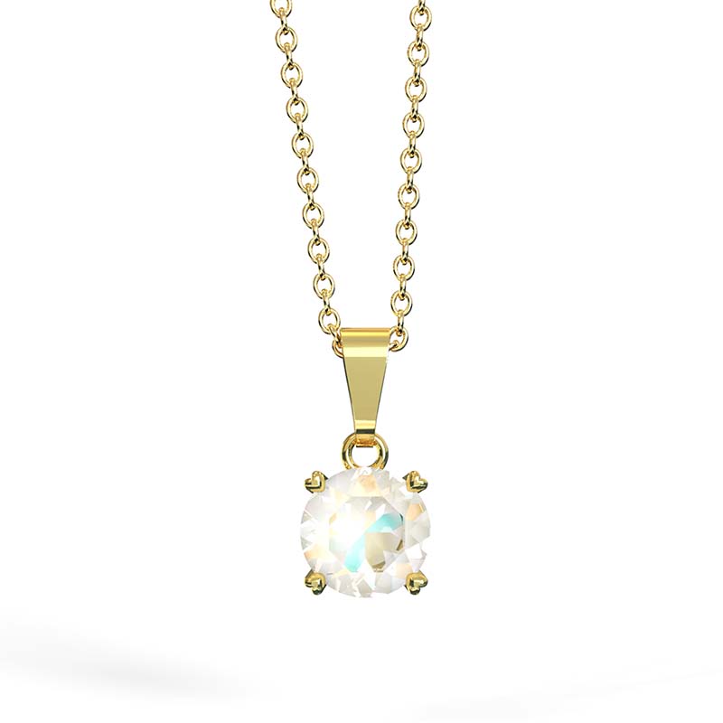 Collar para Mujer con Cristal Fino Europeo Round Stone, Bañado en Oro 14k- Collar Elegante y Brillante-Collares de Mujer de Moda- Joyería para Mujer de Moda- Regalo especial