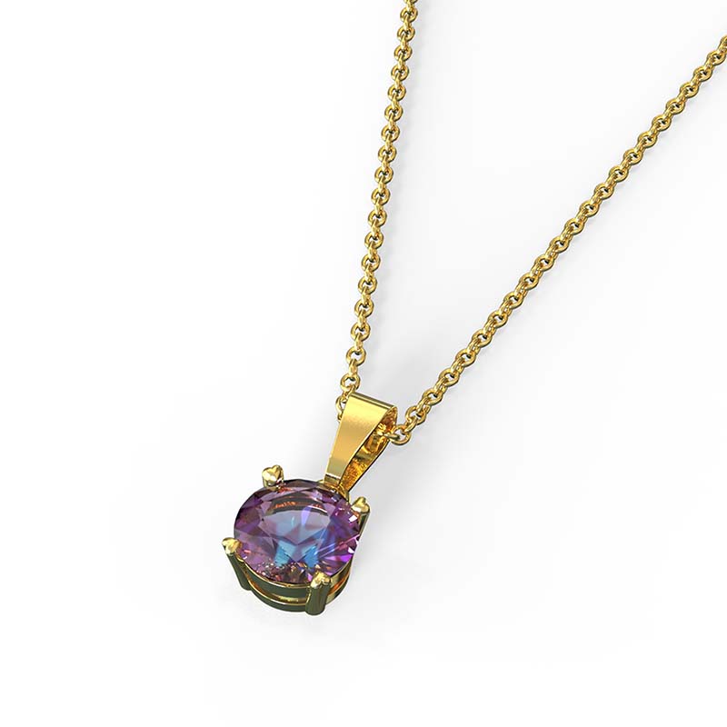 Collar para Mujer con Cristal Fino Europeo Solitario, Bañado en Oro 14k- Collar Elegante y Brillante-Collares de Mujer de Moda- Joyería para Mujer de Moda- Regalo especial