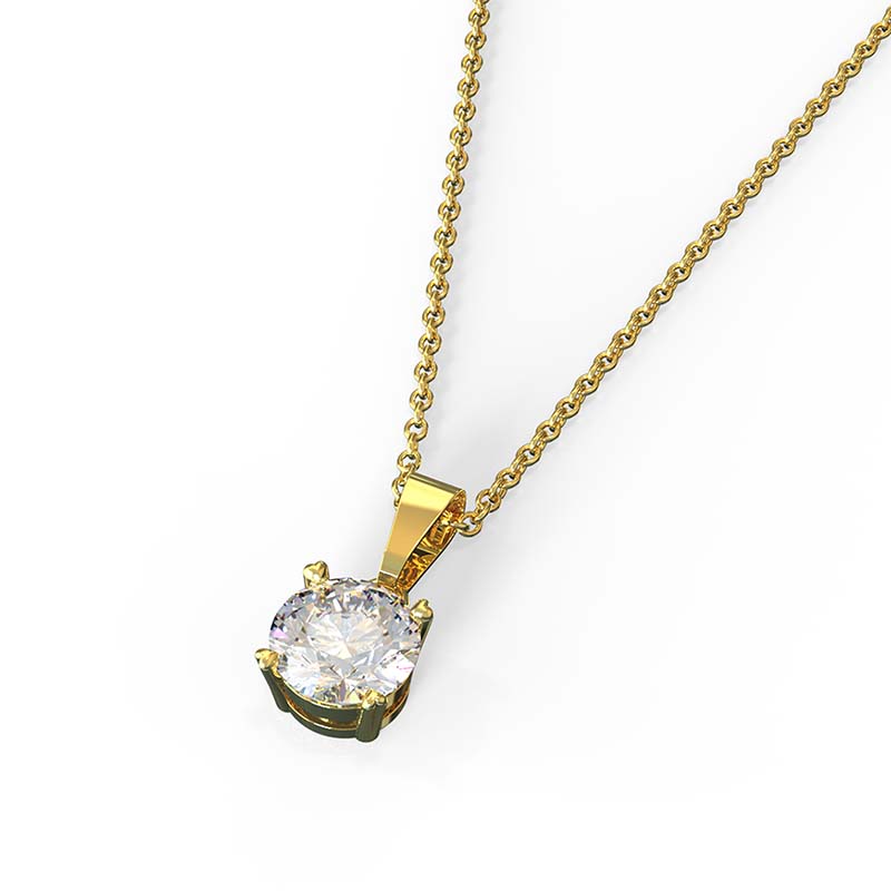 Collar para Mujer con Cristal Fino Europeo Solitario, Bañado en Oro 14k- Collar Elegante y Brillante-Collares de Mujer de Moda- Joyería para Mujer de Moda- Regalo especial