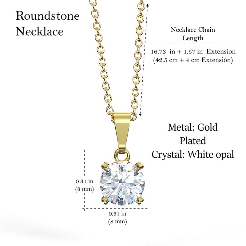 Collar para Mujer con Cristal Fino Europeo Solitario, Bañado en Oro 14k- Collar Elegante y Brillante-Collares de Mujer de Moda- Joyería para Mujer de Moda- Regalo especial