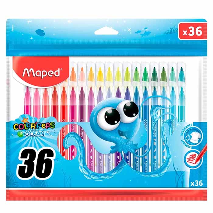 Paquete C 36 Plumones Marcadores De Colores Lavables maped 