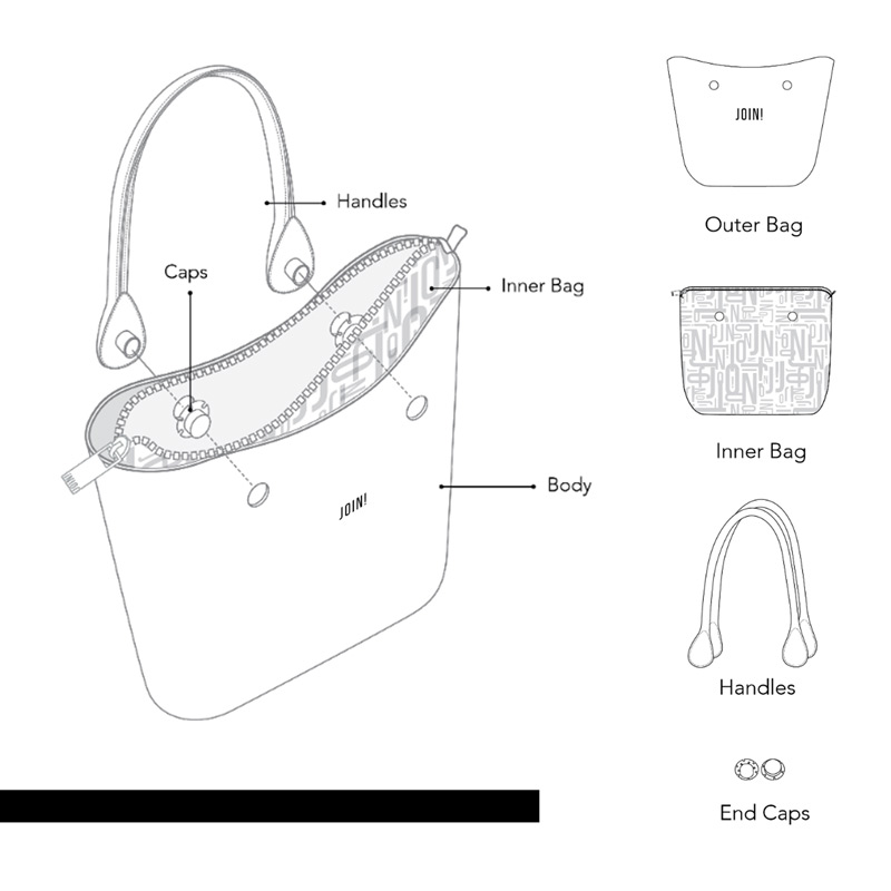 JOIN! HANDBAGS Bolsa cuerpo intercambiable para dama fucsia - Mezcla y combina para encontrar tu estilo