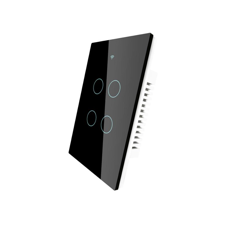 Apagador Inteligente Wifi Panel de Cristal Touch 4 Botones Compatible con Alexa y Google Home