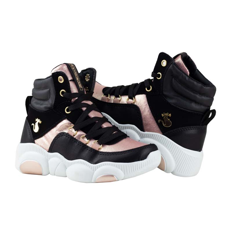 TENIS DE MUJER URBANOS SUELA DE OSO CON PLATAFORMA 4 CM 1088 NEGRO ROSA SHADOW