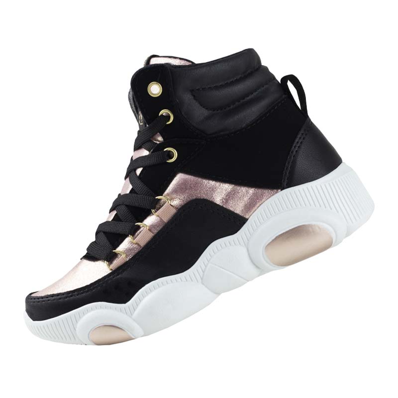 TENIS DE MUJER URBANOS SUELA DE OSO CON PLATAFORMA 4 CM 1088 NEGRO ROSA SHADOW