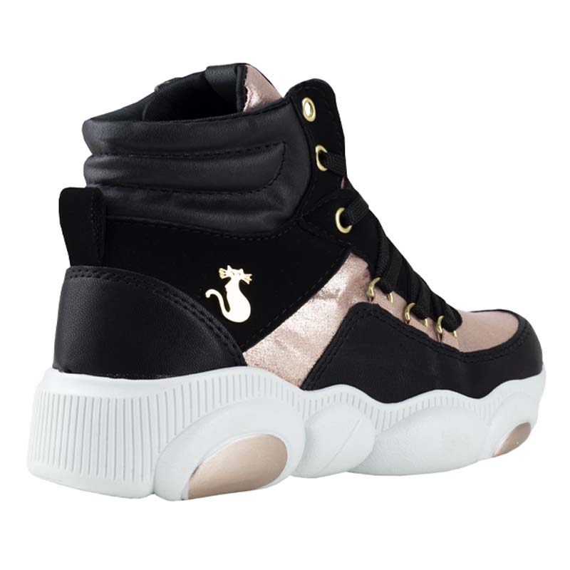 TENIS DE MUJER URBANOS SUELA DE OSO CON PLATAFORMA 4 CM 1088 NEGRO ROSA SHADOW