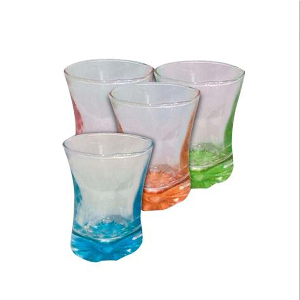 Set de 4 copas fantasy Vidrio pintado en color morado + 4 Vasos tequileros atomizados Para Shot
