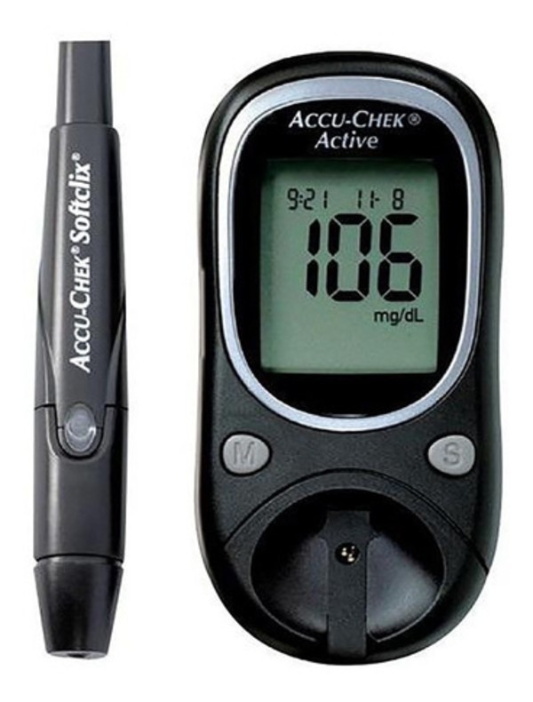 Kit Glucometro Accu Check Active Con 10 Tiras Y 10 Lancetas