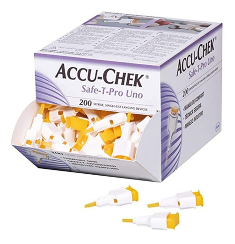 Lancetas Accu Chek Safe T Pro Uno Roche Caja Con 200 Piezas
