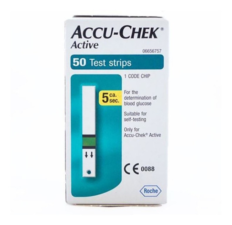 Tira Reactiva De Glucosa Accu Check Active Caja Con 50 Pzas