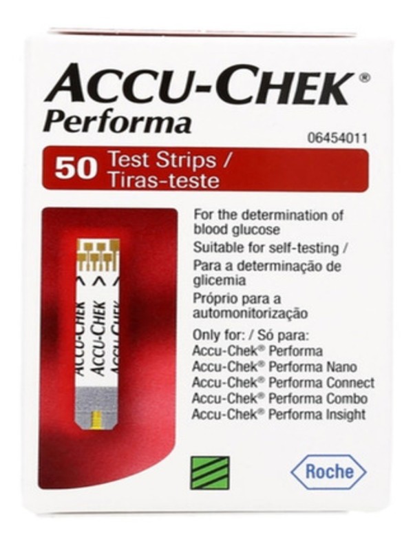 Tiras Reactivas De Glucosa Accu Check Performa Caja 50 Pzas