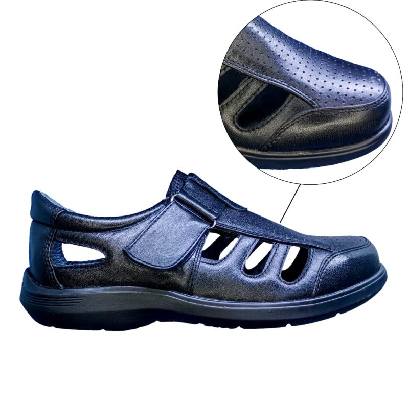 Huarache Negro Especial Pie Delicado Piel Borrego Hombre.