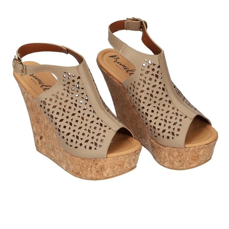 Sandalias Zapatos Mujer Tacon Zapatillas Plataforma 156 /z Beige