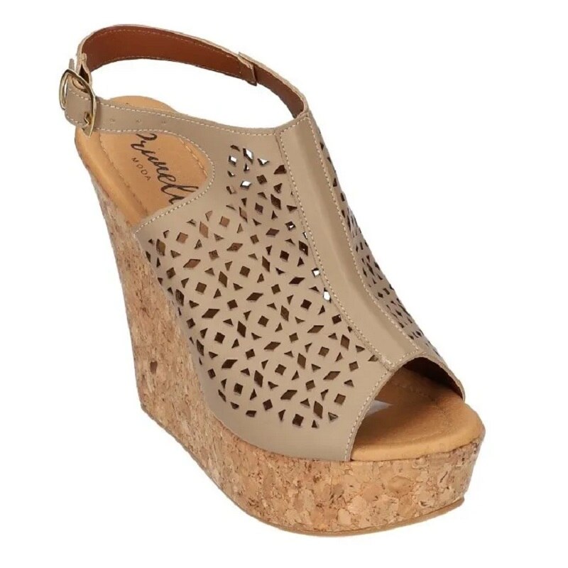 Sandalias Zapatos Mujer Tacon Zapatillas Plataforma 156 /z Beige