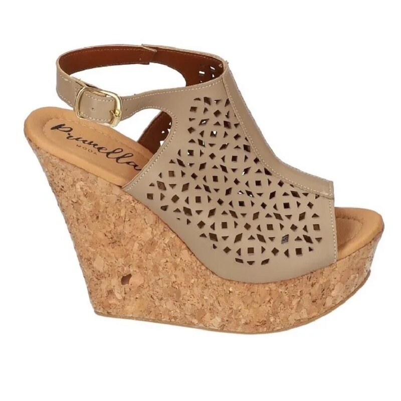 Sandalias Zapatos Mujer Tacon Zapatillas Plataforma 156 /z Beige