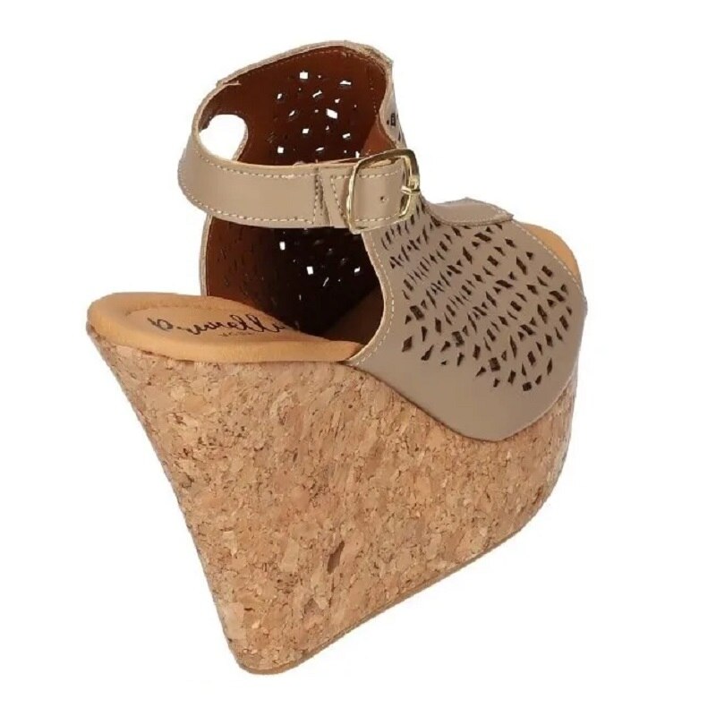 Sandalias Zapatos Mujer Tacon Zapatillas Plataforma 156 /z Beige