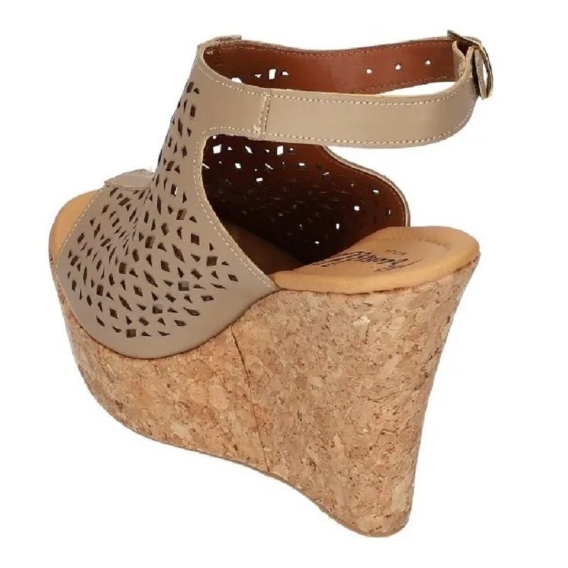 Sandalias Zapatos Mujer Tacon Zapatillas Plataforma 156 /z Beige