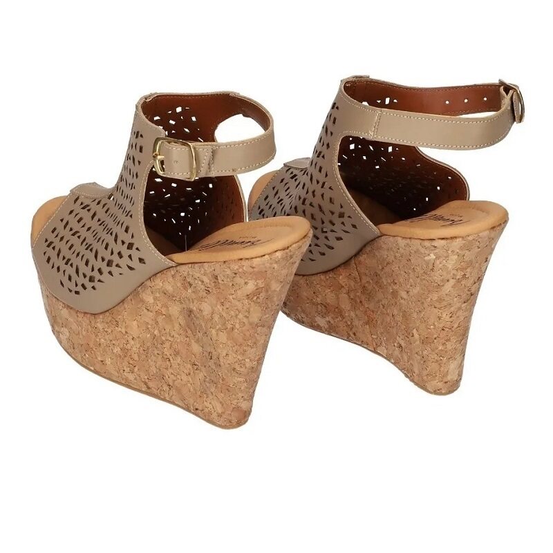 Sandalias Zapatos Mujer Tacon Zapatillas Plataforma 156 /z Beige