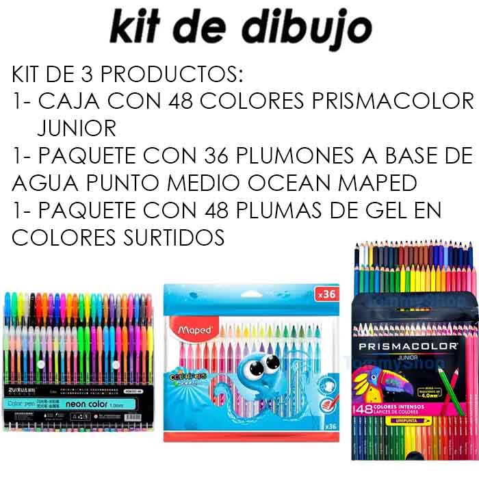 48 Plumas Gel + 48 Colores Prismacolor Junior + 36 Plumones 