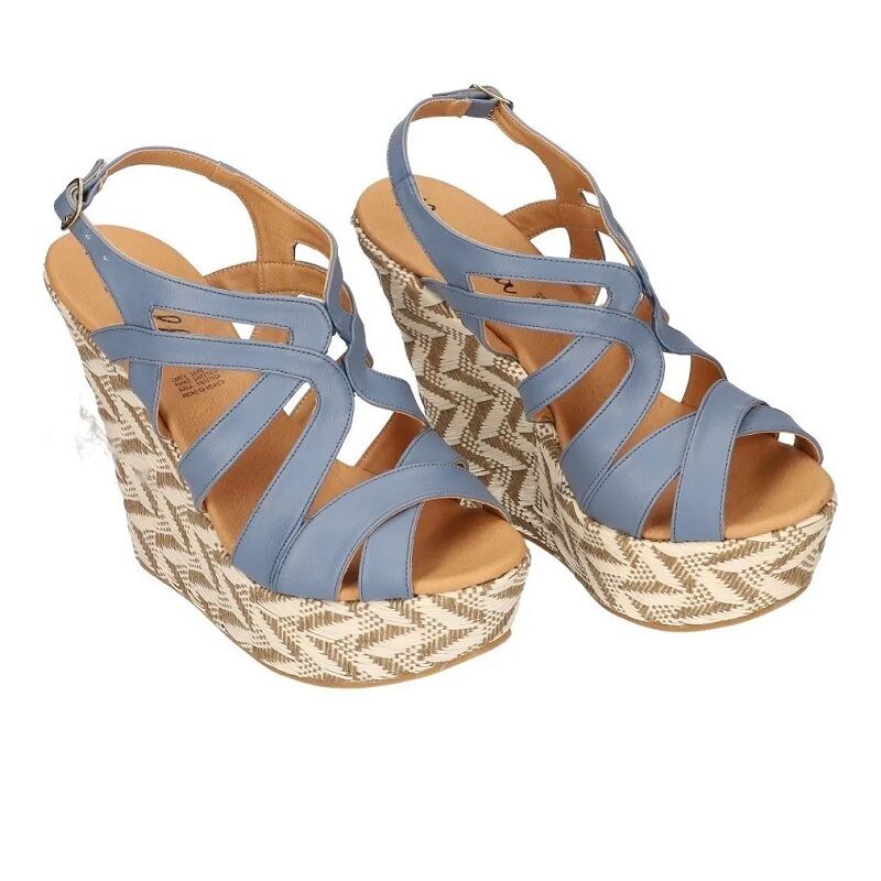 Sandalias Zapatos Mujer Tacon Zapatillas Plataforma 163 /z Azul