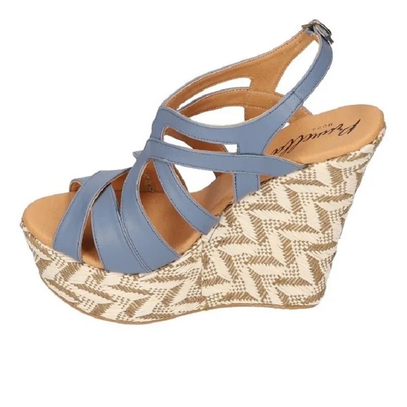 Sandalias Zapatos Mujer Tacon Zapatillas Plataforma 163 /z Azul