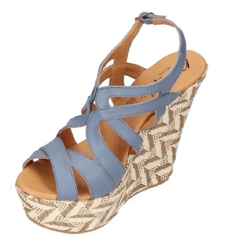 Sandalias Zapatos Mujer Tacon Zapatillas Plataforma 163 /z Azul