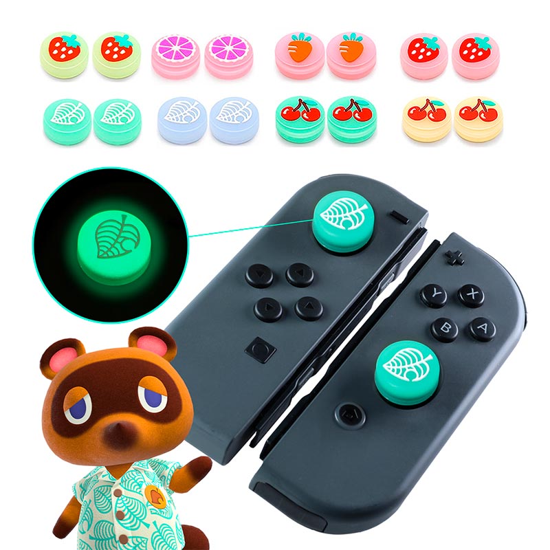 Gomas Joy-Con Animal Crossing Brillan Oscuridad Joycon Nintendo Switch 2 pzs.