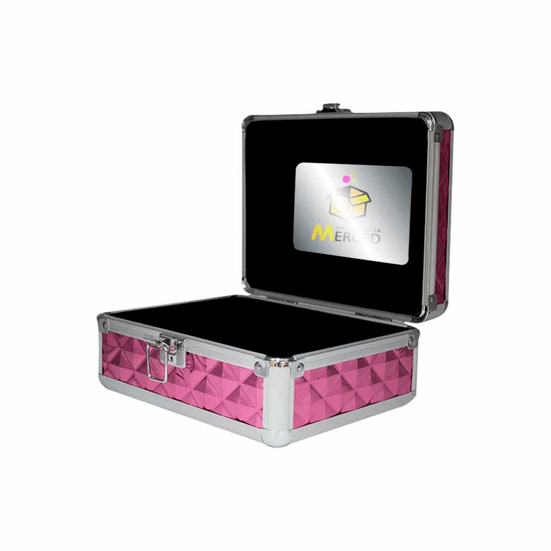 Neceser Profesional Rombos Rosa Mexicano Maletín Organizador Portátil PVC Aluminio