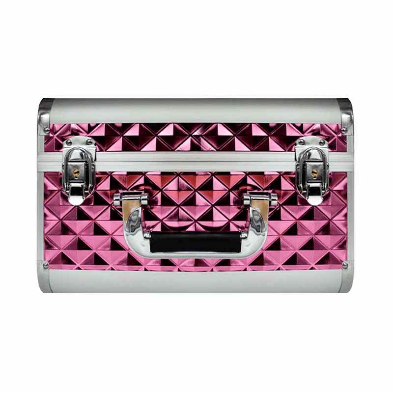 Neceser Profesional Rombos Rosa Mexicano Maletín Organizador Portátil PVC Aluminio