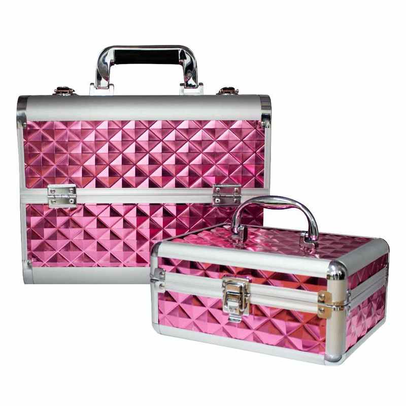 Neceser Profesional Rombos Rosa Mexicano Maletín Organizador Portátil PVC Aluminio
