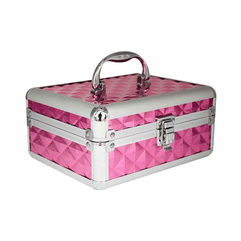 Neceser Profesional Rombos Rosa Mexicano Maletín Organizador Portátil PVC Aluminio