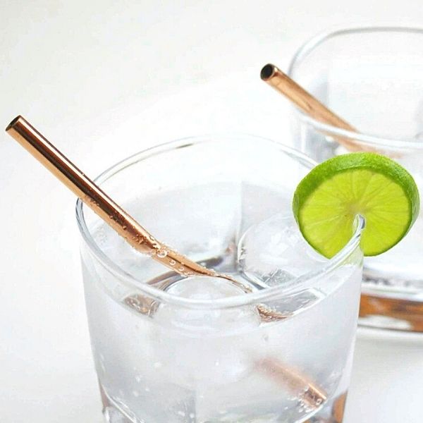 Popotes Reutilizables De Acero Inoxidable Color Cobre Eco Friendly