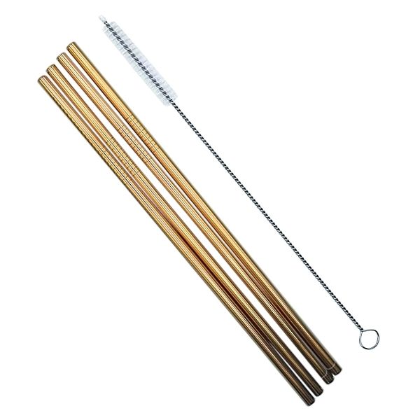 Popotes Reutilizables De Acero Inoxidable Color Cobre Eco Friendly