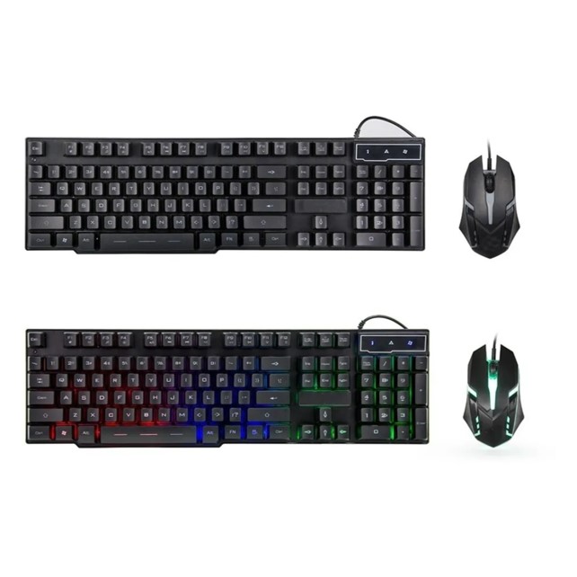 Kit Teclado Mouse Gamer Rgb Alambrico Led Multimedia